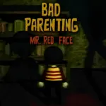 Bad Parenting Mr. Red Face psychological horror scene featuring Ron inside a dark family home