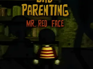 Bad Parenting Mr. Red Face psychological horror scene featuring Ron inside a dark family home
