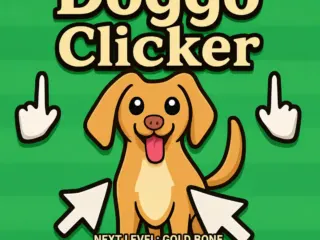 Cute dog waiting to earn Bark Coins in the Doggo Clicker idle game