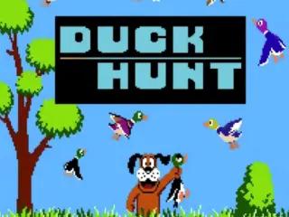 Duck Hunt online shooting game with flying ducks and retro pixel graphics