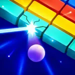 Google Block Breaker gameplay with a paddle bouncing a ball toward colorful Google-style bricks