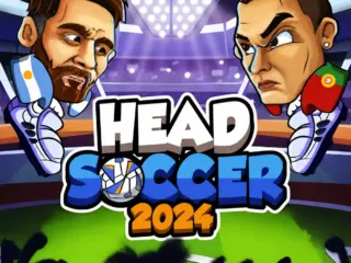Head Soccer 2024 big-headed football players using special shots in a colorful 1v1 match