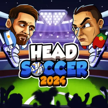 Head Soccer 2024 big-headed football players using special shots in a colorful 1v1 match