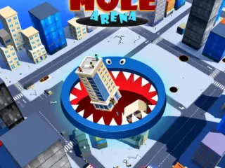 Hole Arena online black hole game consuming a colorful city