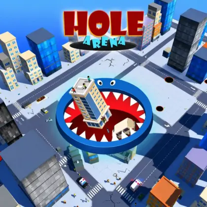 Hole Arena online black hole game consuming a colorful city