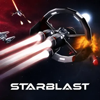 Starblast.io spaceship mining asteroids and battling enemy pilots in a multiplayer space arena