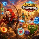 Archer battling waves of fantasy enemies in the original Archer Survivor game by lalo.games