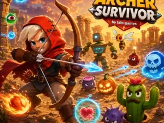 Archer battling waves of fantasy enemies in the original Archer Survivor game by lalo.games
