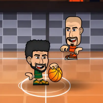 Basketball King players competing in a fast 1v1 arcade basketball match