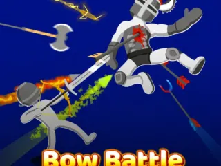 Bow Battle unblocked archery game with a stickman aiming at enemy archers