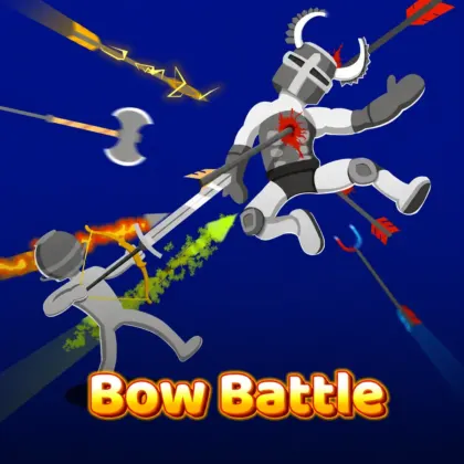 Bow Battle unblocked archery game with a stickman aiming at enemy archers