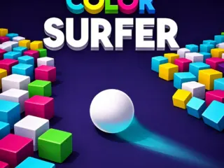 Color Surfer Game with rolling ball and colorful 3D obstacles