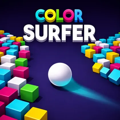 Color Surfer Game with rolling ball and colorful 3D obstacles