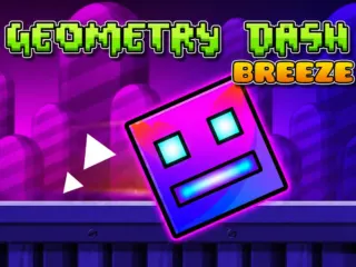 Geometry Breeze cube jumping through a colorful obstacle course
