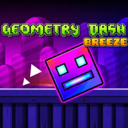 Geometry Breeze cube jumping through a colorful obstacle course