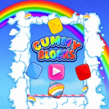 Gummy Blocks colorful rainbow block puzzle with gummy shapes on a 10×10 grid