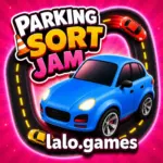 Colorful cars and matching parking lanes in the original Parking Sort Jam game by Lalo Games