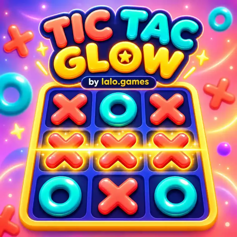 Colorful X and O pieces on the Tic Tac Glow board game by lalo.games