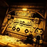 Bendy and the Ink Machine unblocked game featuring Bendy inside a dark vintage Music Department.