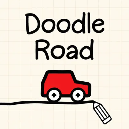 Doodle Road Unblocked online game featuring a red car, hand-drawn road and pencil