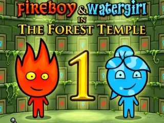 Fireboy and Watergirl Unblocked in The Forest Temple with Fireboy, Watergirl, temple switches, and elemental symbols
