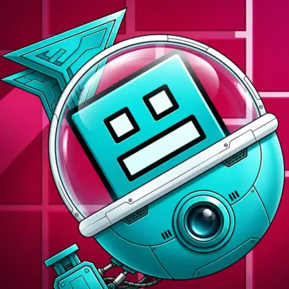Flappy Dash Unblocked game featuring a turquoise square character flying inside a futuristic mechanical pod