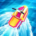 Flippy Race Unblocked game featuring a colorful speedboat racing across bright turquoise water