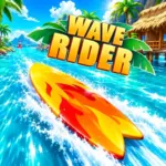 Wave Rider 5 unblocked game featuring a yellow flame speedboat racing through tropical blue water.