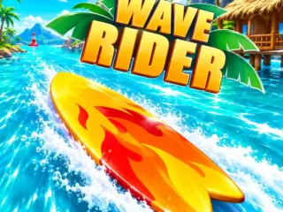 Wave Rider 5 unblocked game featuring a yellow flame speedboat racing through tropical blue water.