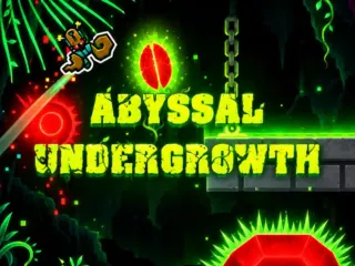 Play Dashmetry Abyssal Undergrowth unblocked through a dangerous neon cavern filled with spikes and glowing hazards.
