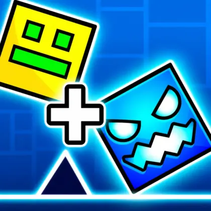 Play Geometry Dash Merge unblocked and combine colorful geometric characters while avoiding spikes.