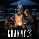 Granny 3 unblocked horror game featuring Granny and Grandpa inside a dark abandoned garage.