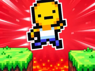 Play Lava Land unblocked, a pixel platform game featuring a character jumping over dangerous lava.