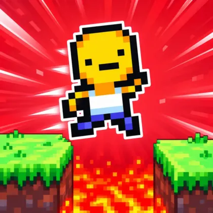 Play Lava Land unblocked, a pixel platform game featuring a character jumping over dangerous lava.