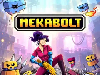 Play Mekabolt unblocked, a colorful robot puzzle-platform game featuring a mechanic and malfunctioning machines.
