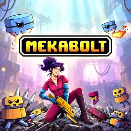 Play Mekabolt unblocked, a colorful robot puzzle-platform game featuring a mechanic and malfunctioning machines.