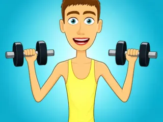 Play Muscle Clicker unblocked and help a young athlete train with dumbbells.